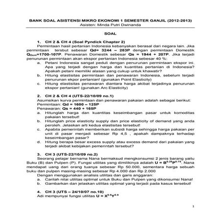 Latihan + jawaban mikro 1 (uts) - FEUI