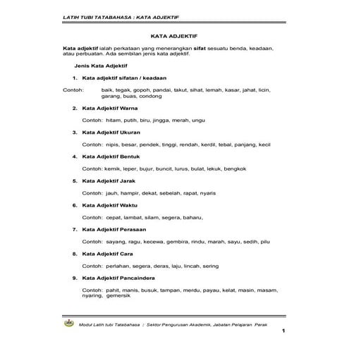 Latihan kata adjektif