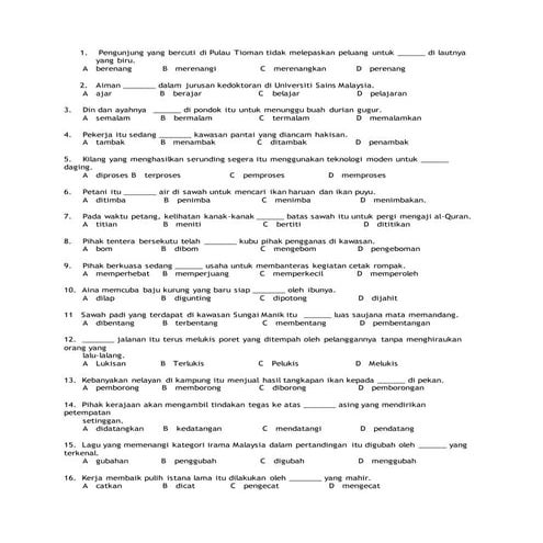 Latihan kata kerja berimbuhan t6