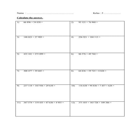 Latihan operasi tahun 5