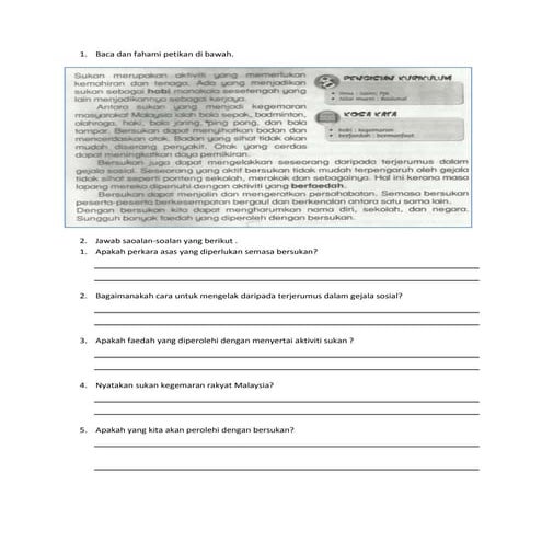 Latihan pemahaman bm thn 3 kssr