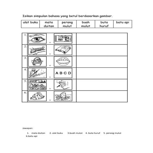 Latihan simpulan bahasa bergambar