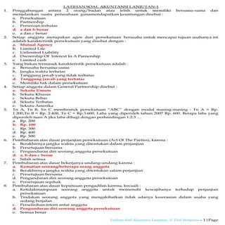 Latihan soal akuntansi lanjutan 1