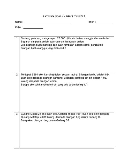 Kertas Soalan Bahasa Melayu Pemahaman Tahun 5 KSSR