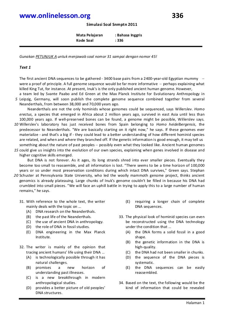 Latihan soal snmptn 2011 b. inggris Latihan soal snmptn 2011 b. inggris