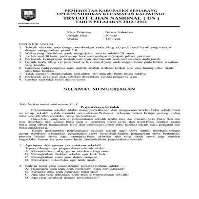 Latihan soal us sd mi 2016 bahasa indonesia 5