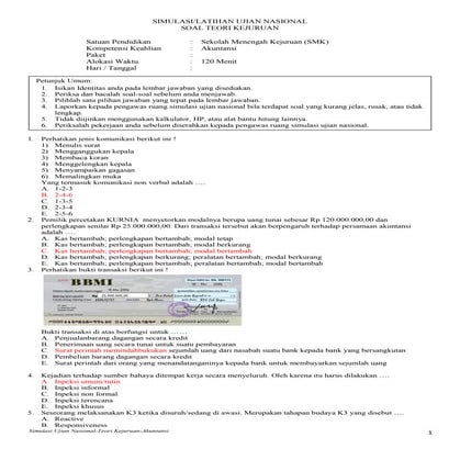Latihan unbk smk teori kejuruan akuntansi