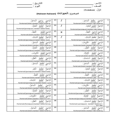 Latihan Fi'il Mudhori' Bab Haiwan BA Th4 (Norafsah Binti Awang Kati)