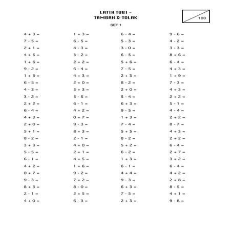 Latih tubi - Operasi Tambah & Tolak