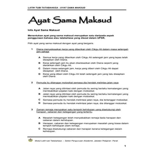 Latih tubi tatabahasa ayat sama-maksud-berserta-jawapan