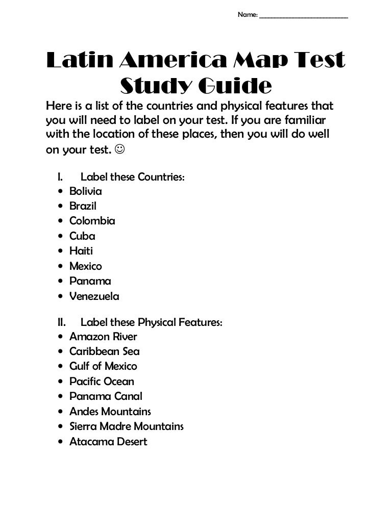 pic Latin America Map Quiz latin america map test study guide