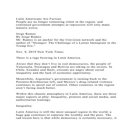 Latin Americans Are FuriousPeople are no longer remaining silent.docx