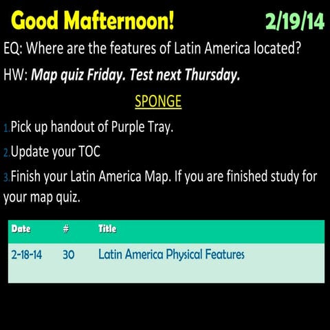 Latin america physical features  day 1