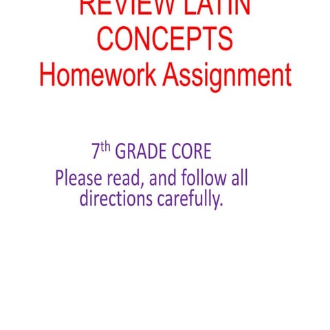 Latin review homework 7th grade core december