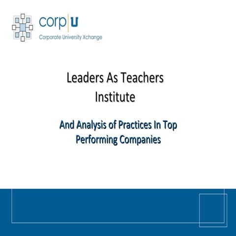 CorpU Leaders As Teachers Institute