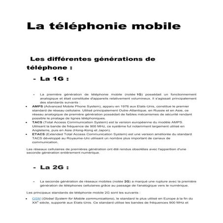 La téléphonie mobile