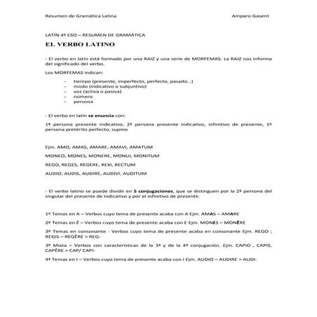Gramática - Latín 4ºESO
