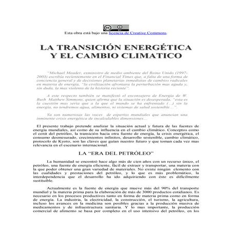 La transicion energetica y el cambio climatico