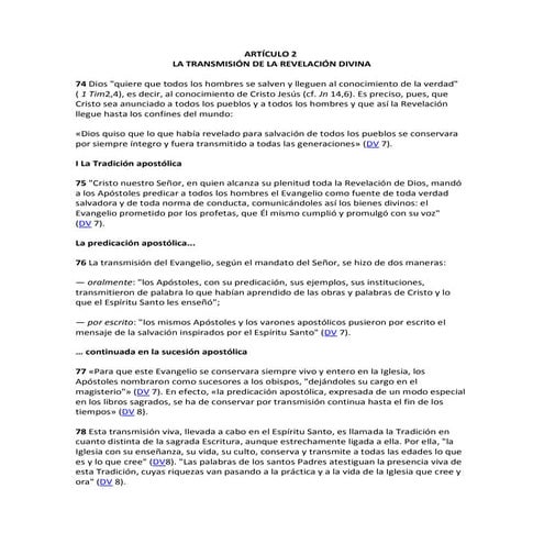 La transmisión de la revelación divina