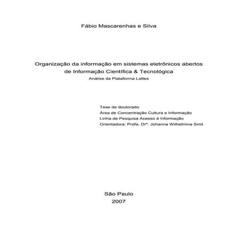 Scientific and technological information organization in open systems: Lattes...