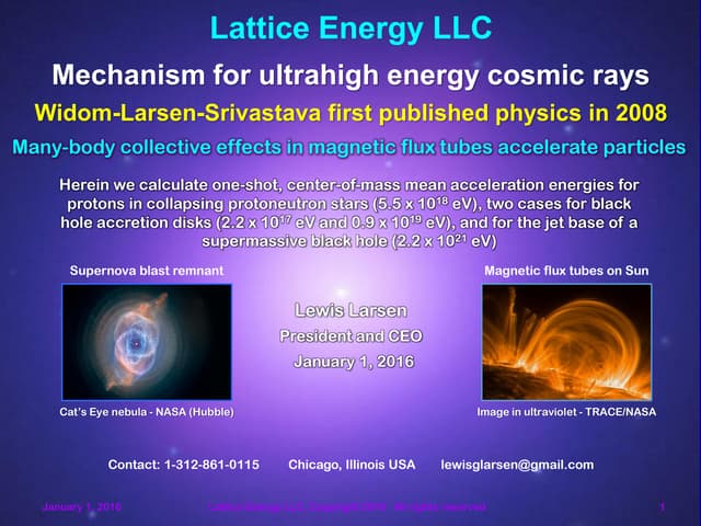 Lattice Energy LLC - Many body collective magnetic mechanism creates ultrahig...