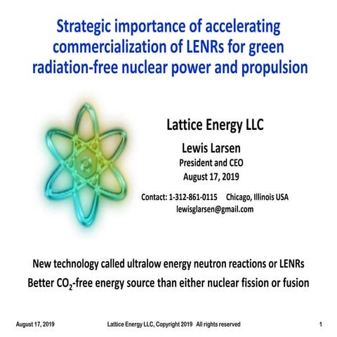 Lattice Energy LLC - Strategic importance of accelerating commercialization o...