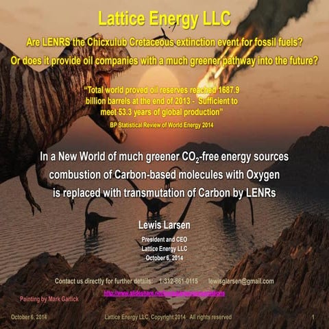 Lattice Energy LLC - Transmutation vs Combustion - Are LENRs Chicxulub ...
