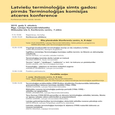 Konferences “Latviešu terminoloģija simts gados” programma