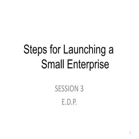 Launching a small enterprise
