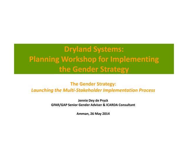 Launching the multi stakeholder implementation process-jennie dey de pryck