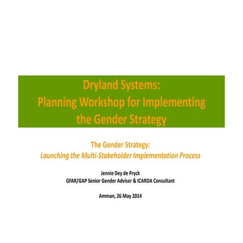 Launching the multi stakeholder implementation process-jennie dey de pryck