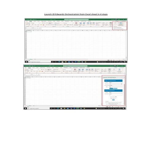 Launch jd edwards orchestration from excel sheet | PDF
