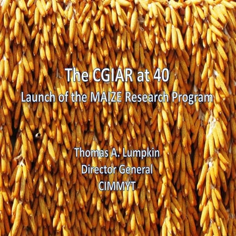 The CGIAR at 40 - Launch of the MAIZE Research Program by Dr. Thomas A Lumpkin