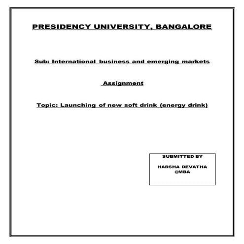 Launch of a new soft drink (energy drink)