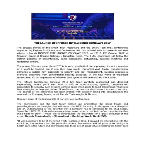 The Launch of Infosec Intelligence Conclave 2017