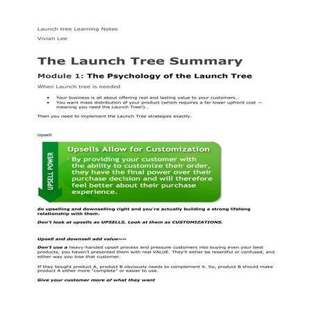 Launch tree summery