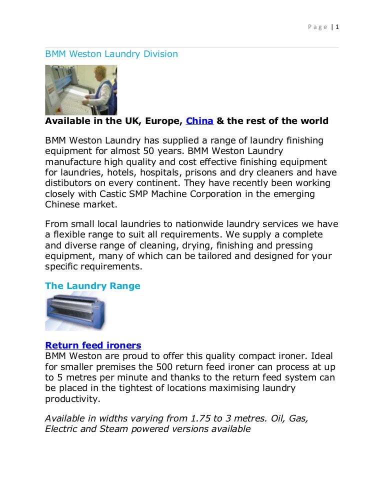 Laundry equipment notes