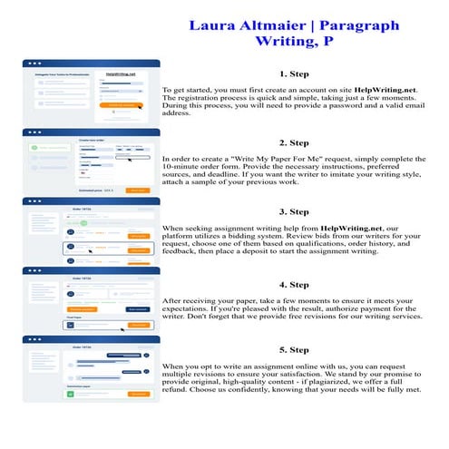 Laura Altmaier Paragraph Writing, P. Online assignment writing service.