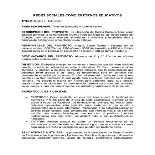 Laura aragno redes sociales como entornos educativos