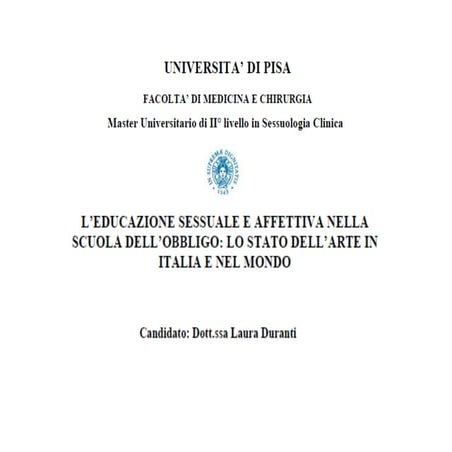 L'educazione sessuale e affettiva nella scuola dell'obbligo: lo stato dell'ar...