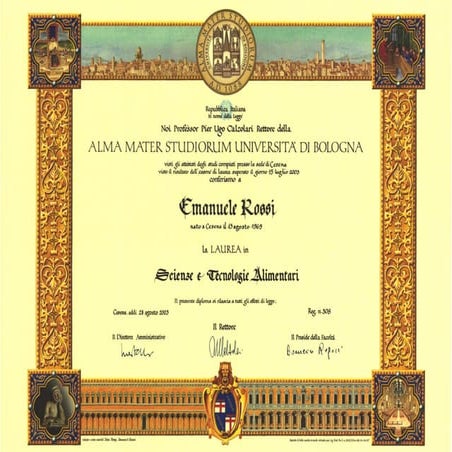 Laurea italiana in scienze e tecnologie alimentari | PDF