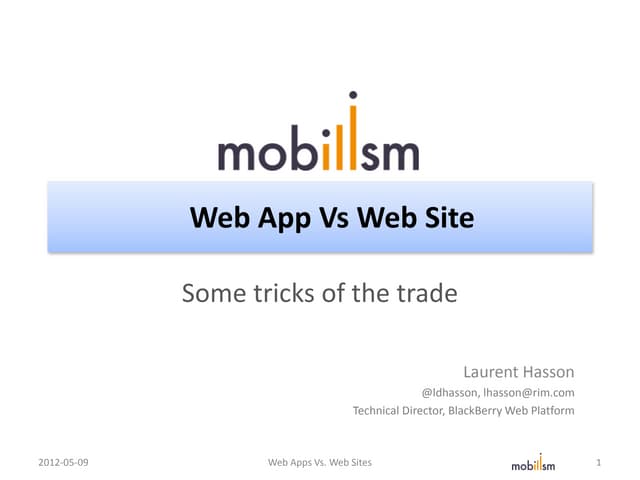 Web App vs Web Site
