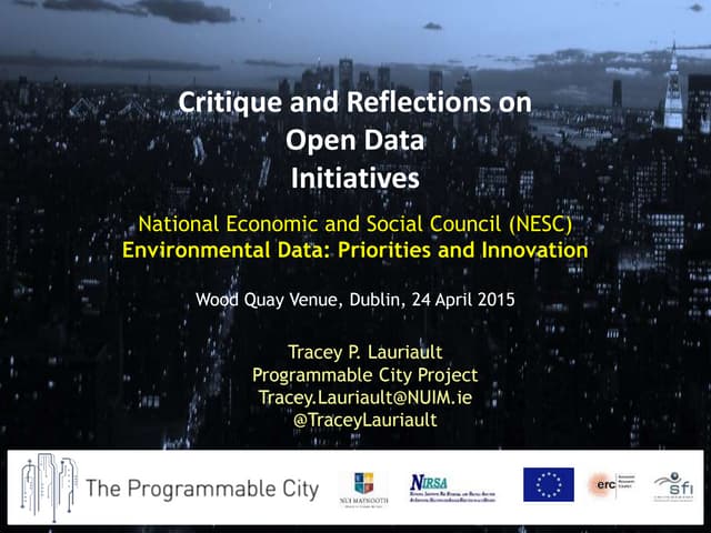 Critique and Reflections on  Open Data  Initiatives