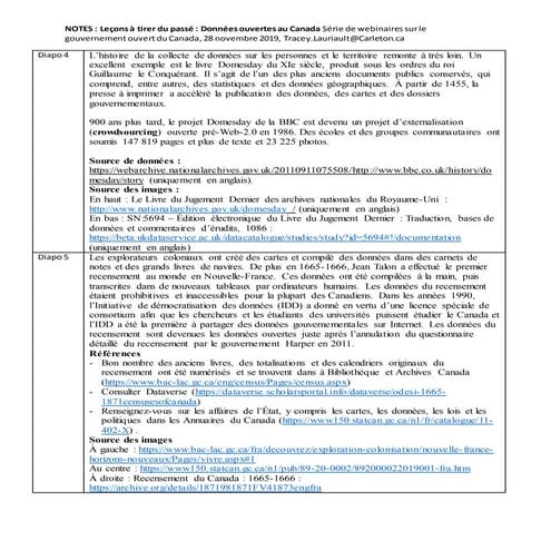 Leçons à tirer du passé : Données ouvertes au Canada Série de webinaires sur ...