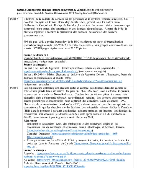 Leçons à tirer du passé : Données ouvertes au Canada Série de webinaires sur ...