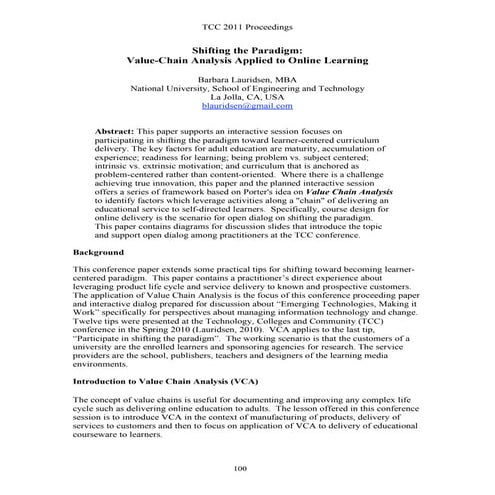 Value Chain Analysis of Applied Online Learning