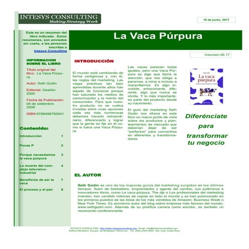 "La vaca púrpura" Seth Godin