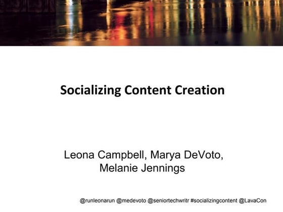 Socializing Content Creation