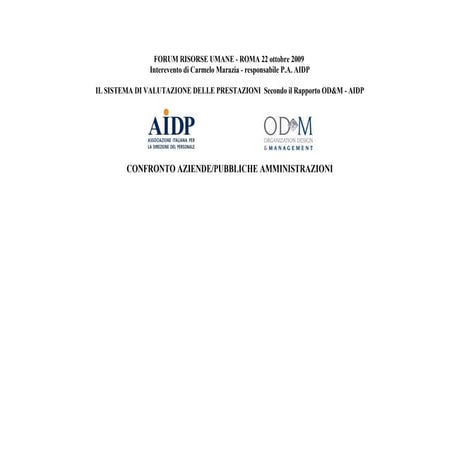 La Valutazione Delle Prestazioni Confronti