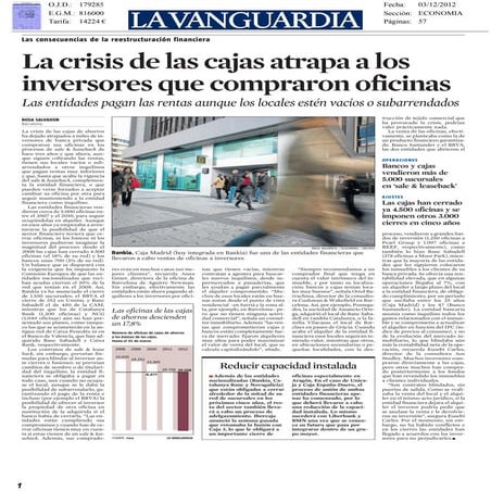 La Vanguardia - 03.12.2012 - Crisis Cajas - Sale & Leseback - Eusebi Carles